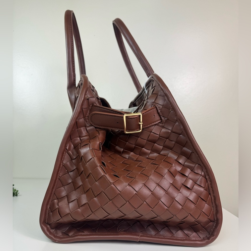 Urban Expressions Rhonda Woven Top Handle Bag in Chocolate Brown NWT - Picture 4 of 10
